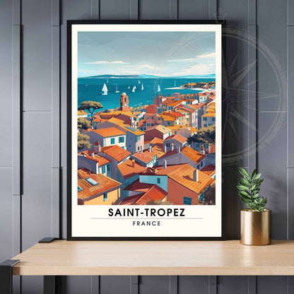 Affiche Saint-Tropez - impression de voyage Saint-Tropez, France - Vue de ciel