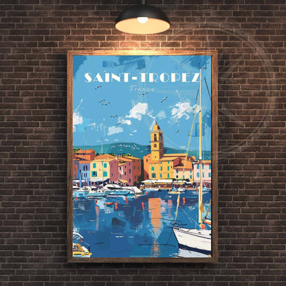 Affiche Saint-Tropez - impression de voyage Saint-Tropez, France - Port de Saint-Tropez