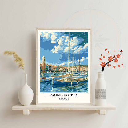 Affiche Saint-Tropez - impression de voyage Saint-Tropez, France - Vue sur le port de Saint-Tropez