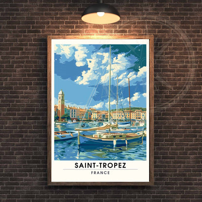 Affiche Saint-Tropez - impression de voyage Saint-Tropez, France - Vue sur le port de Saint-Tropez