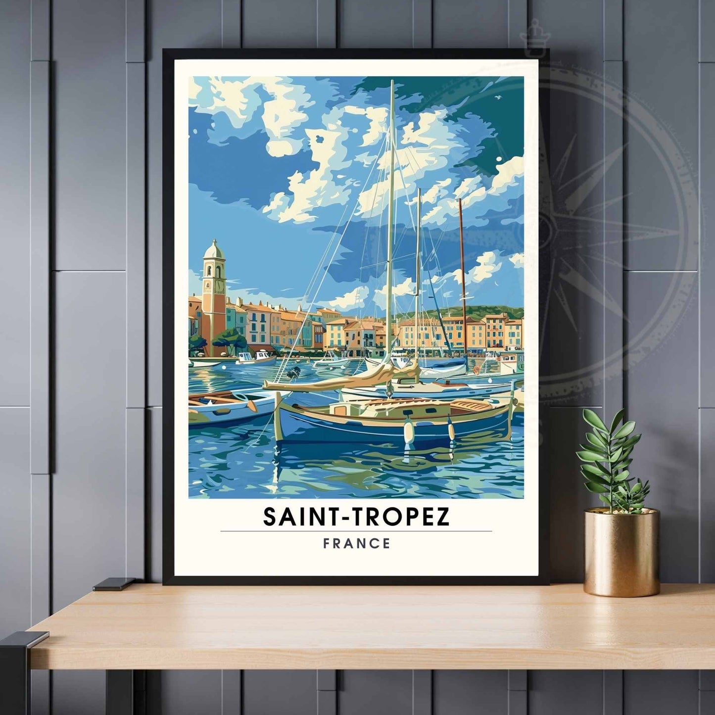 Affiche Saint-Tropez - impression de voyage Saint-Tropez, France - Vue sur le port de Saint-Tropez