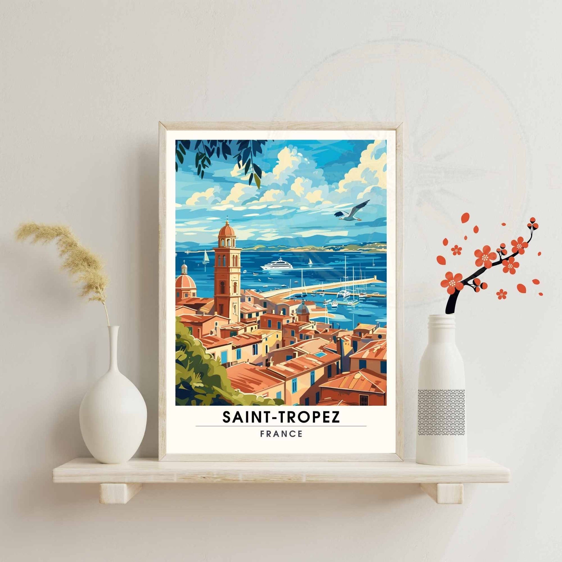 Affiche Saint-Tropez - impression de voyage Saint-Tropez, France - Vue sur le port de Saint-Tropez