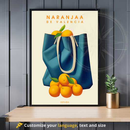 Affiche Orange de Valence - impression de voyage Valence, Orange de Valence, Espagne - Affiche fruit