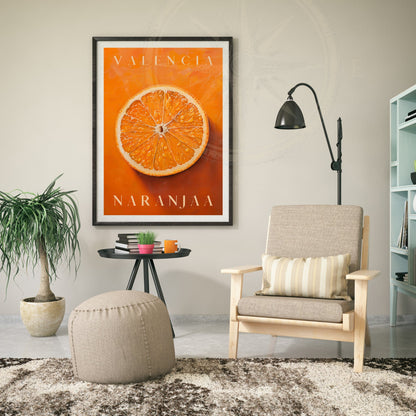 Affiche Orange de Valence - impression de voyage Valence - affiche Orange de Valence, Espagne - Affiche fruit