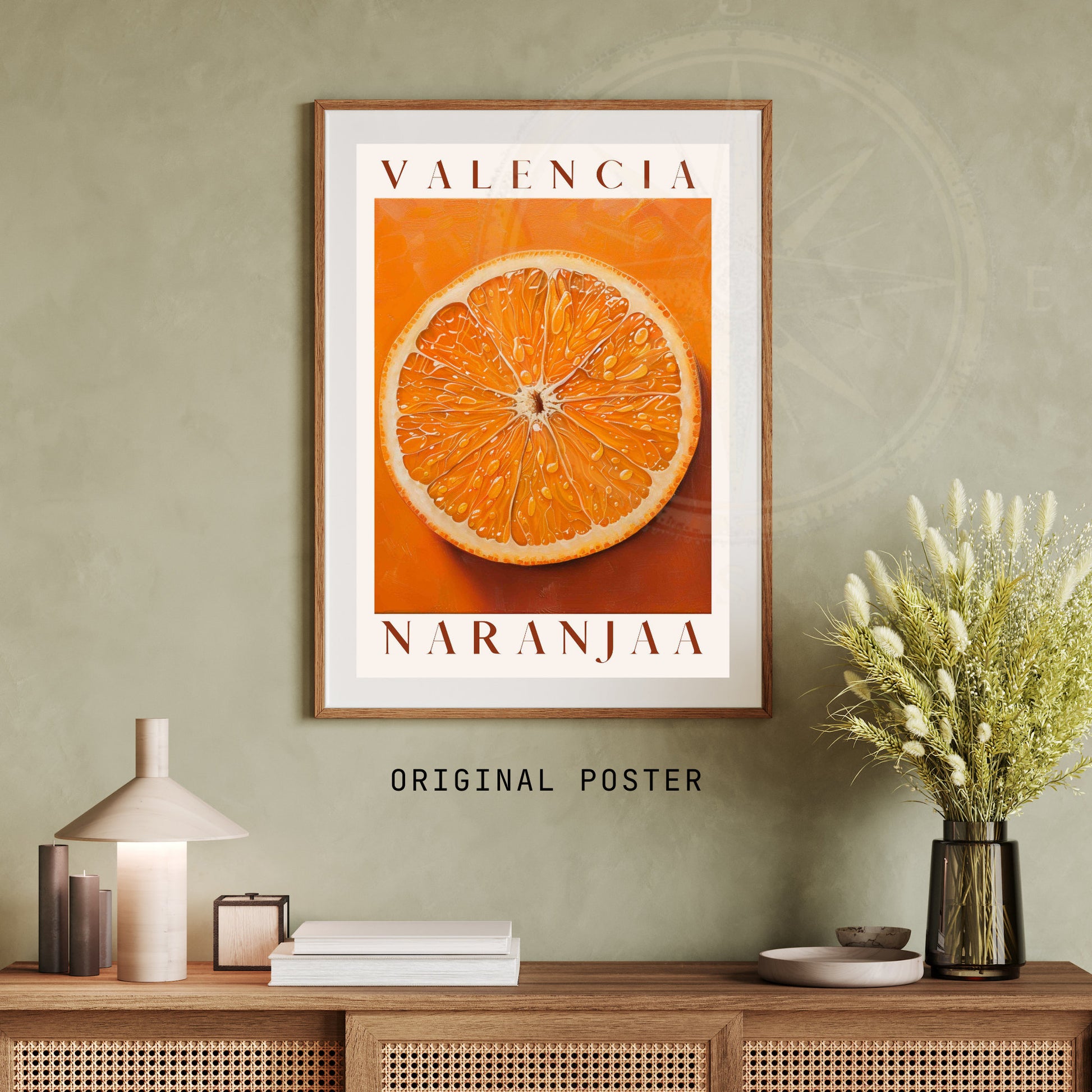 Affiche Orange de Valence - impression de voyage Valence - affiche Orange de Valence, Espagne - Affiche fruit