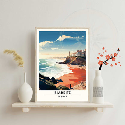 Affiche Biarritz - impression de voyage Biarritz, France - Vue sur la plage de Biarritz