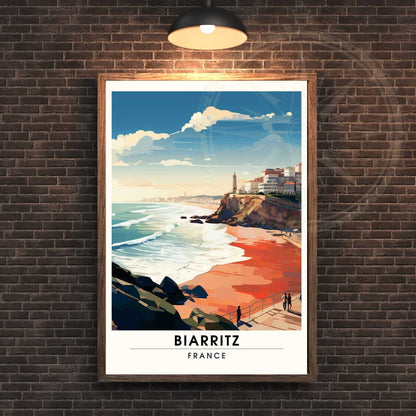 Affiche Biarritz - impression de voyage Biarritz, France - Vue sur la plage de Biarritz