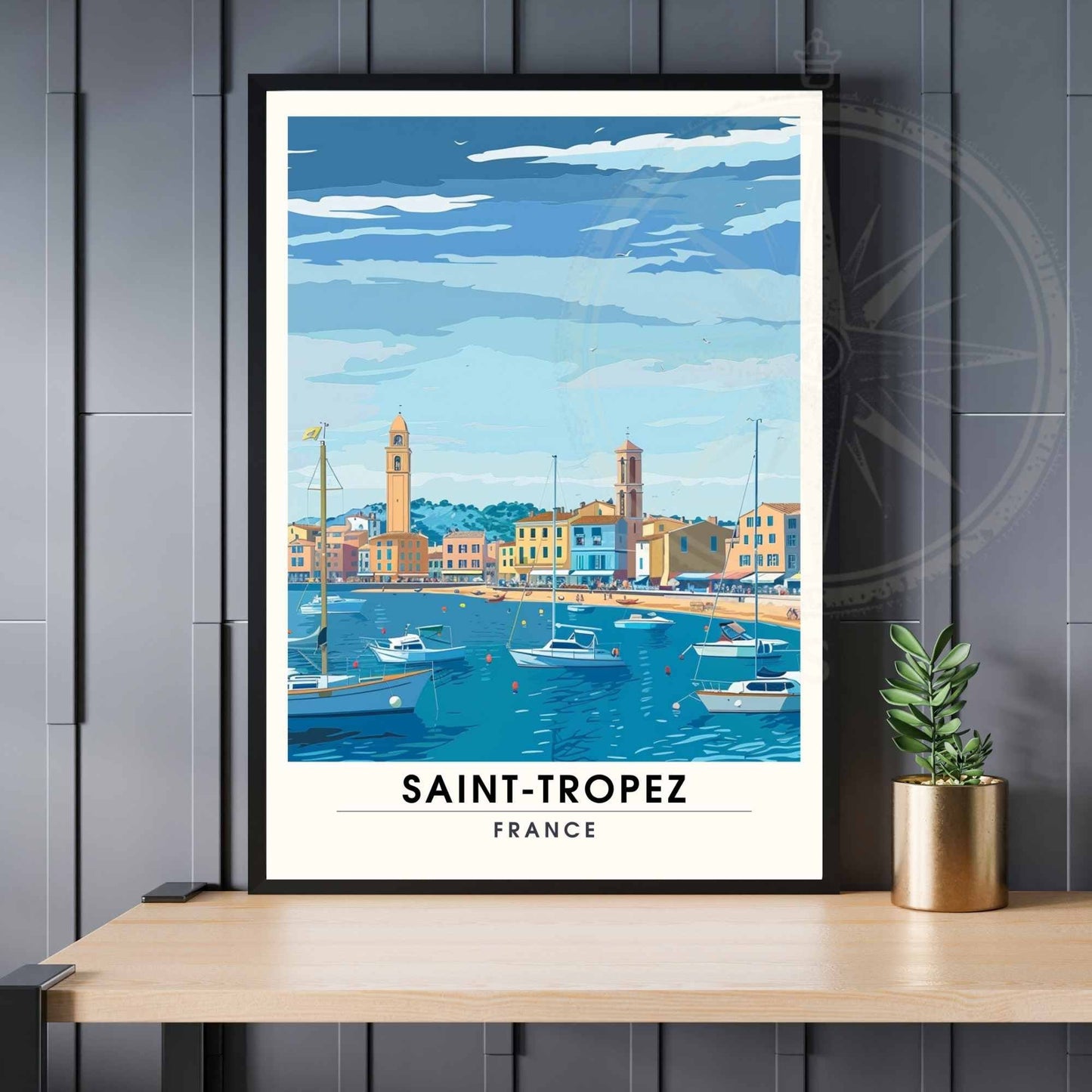 Affiche Saint-Tropez - impression de voyage Saint-Tropez, France - Vue sur le port de Saint-Tropez