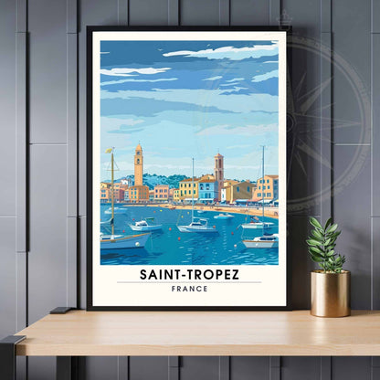 Affiche Saint-Tropez - impression de voyage Saint-Tropez, France - Vue sur le port de Saint-Tropez