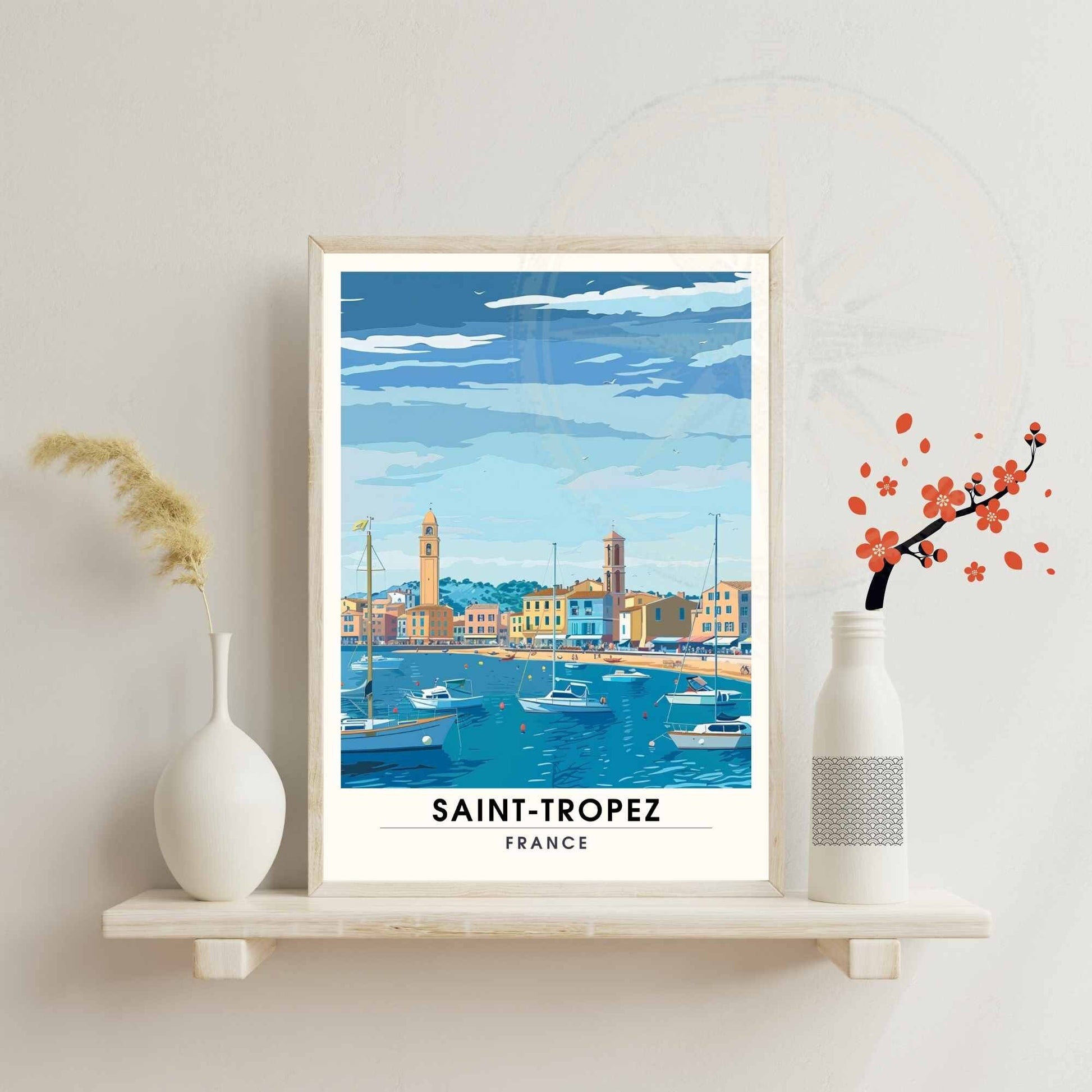 Affiche Saint-Tropez - impression de voyage Saint-Tropez, France - Vue sur le port de Saint-Tropez