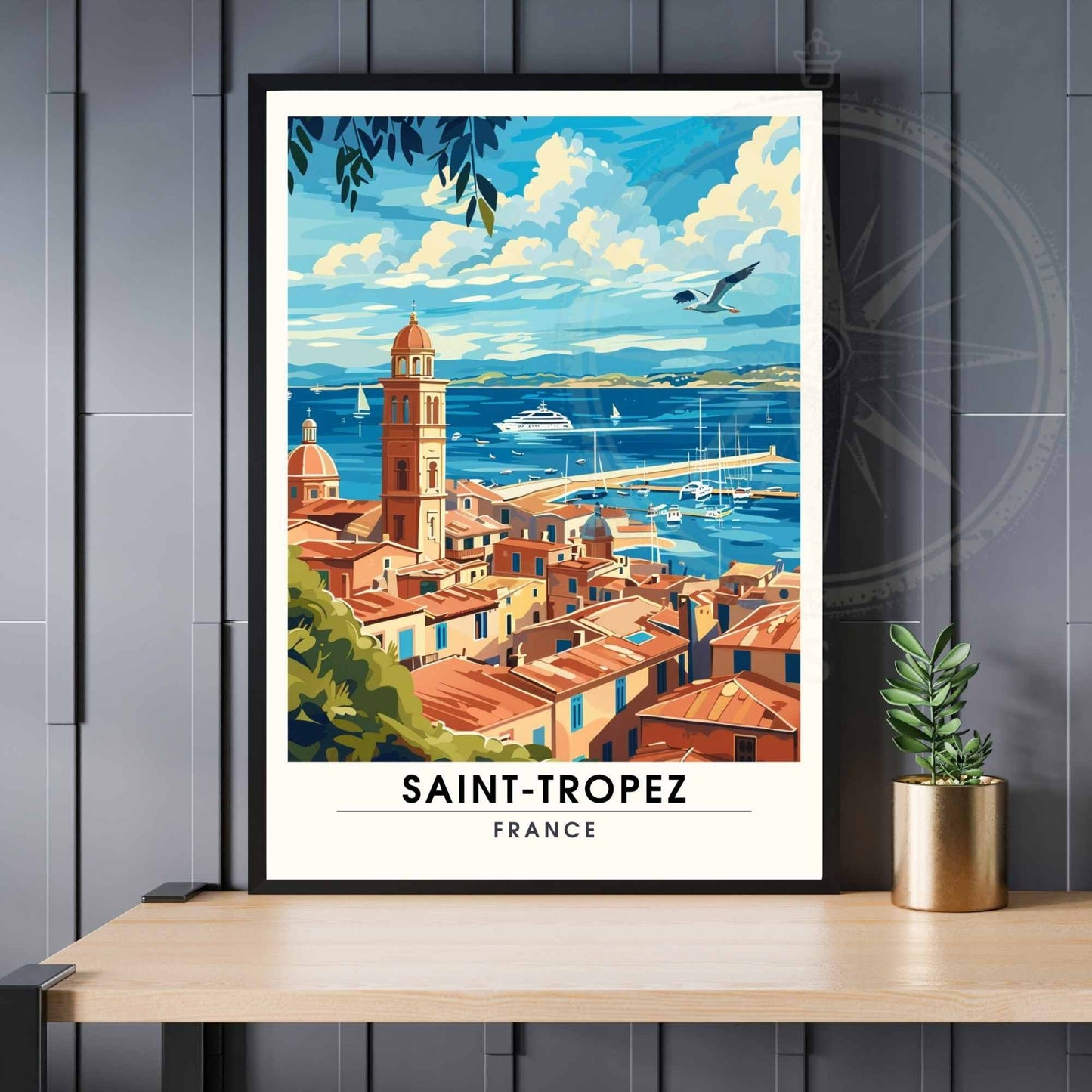 Affiche Saint-Tropez - impression de voyage Saint-Tropez, France - Vue sur le port de Saint-Tropez