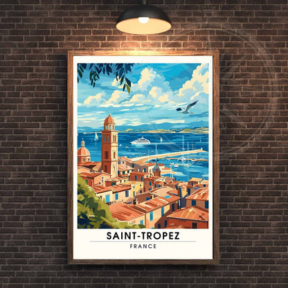 Affiche Saint-Tropez - impression de voyage Saint-Tropez, France - Vue sur le port de Saint-Tropez