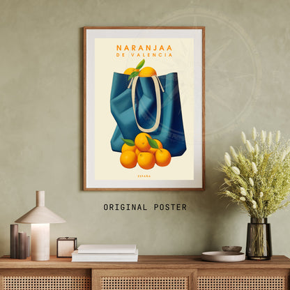 Affiche Orange de Valence - impression de voyage Valence, Orange de Valence, Espagne - Affiche fruit