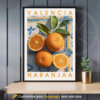 Affiche Orange de Valence - impression de voyage Valence - Affiche Orange de Valence, Espagne - Affiche cuisine