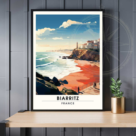 Affiche Biarritz - impression de voyage Biarritz, France - Vue sur la plage de Biarritz