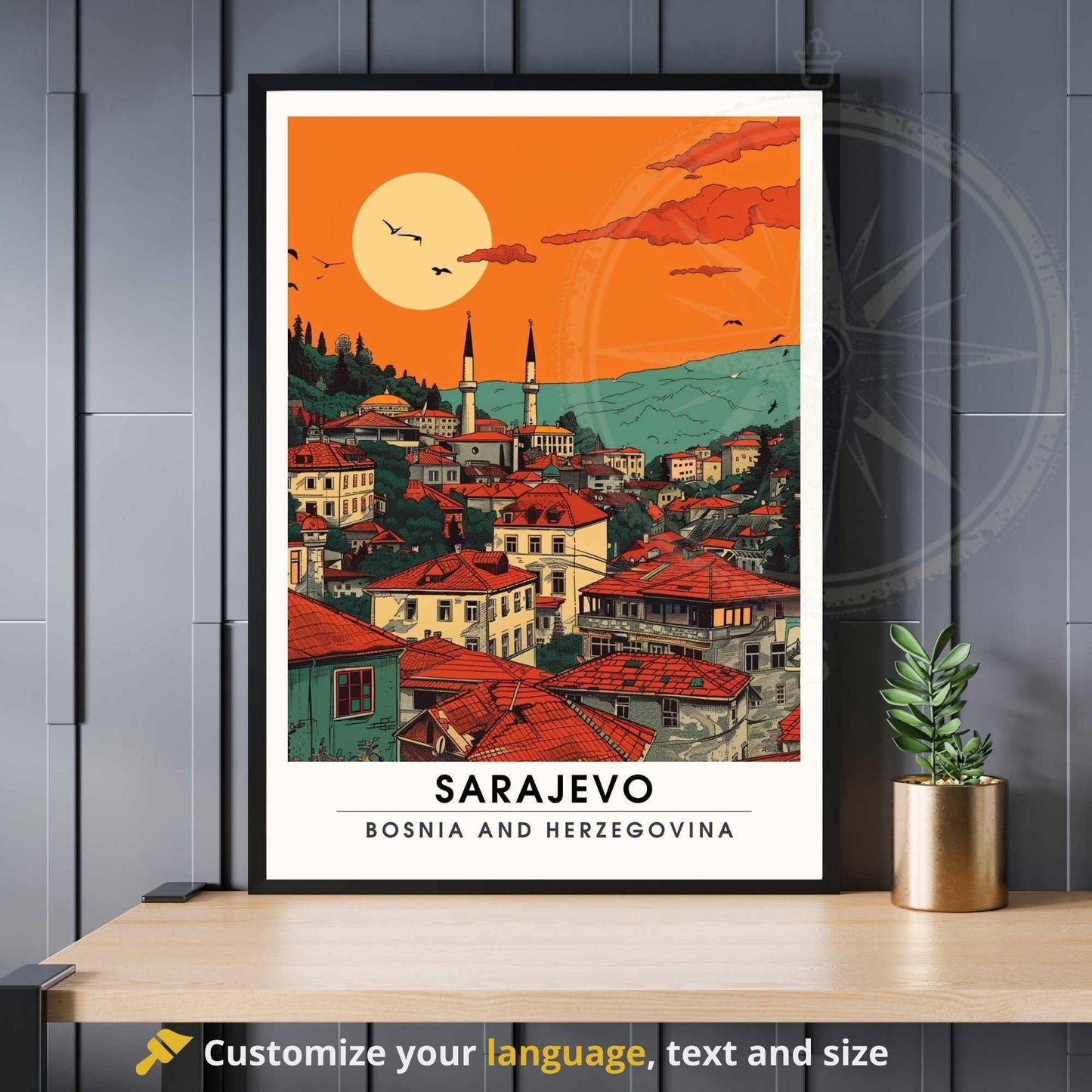 Affiche Sarajevo- impression de voyage Sarajevo , Bosnie-Herzégovine - Impression Sarajevo