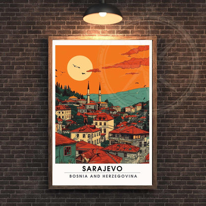 Affiche Sarajevo- impression de voyage Sarajevo , Bosnie-Herzégovine - Impression Sarajevo